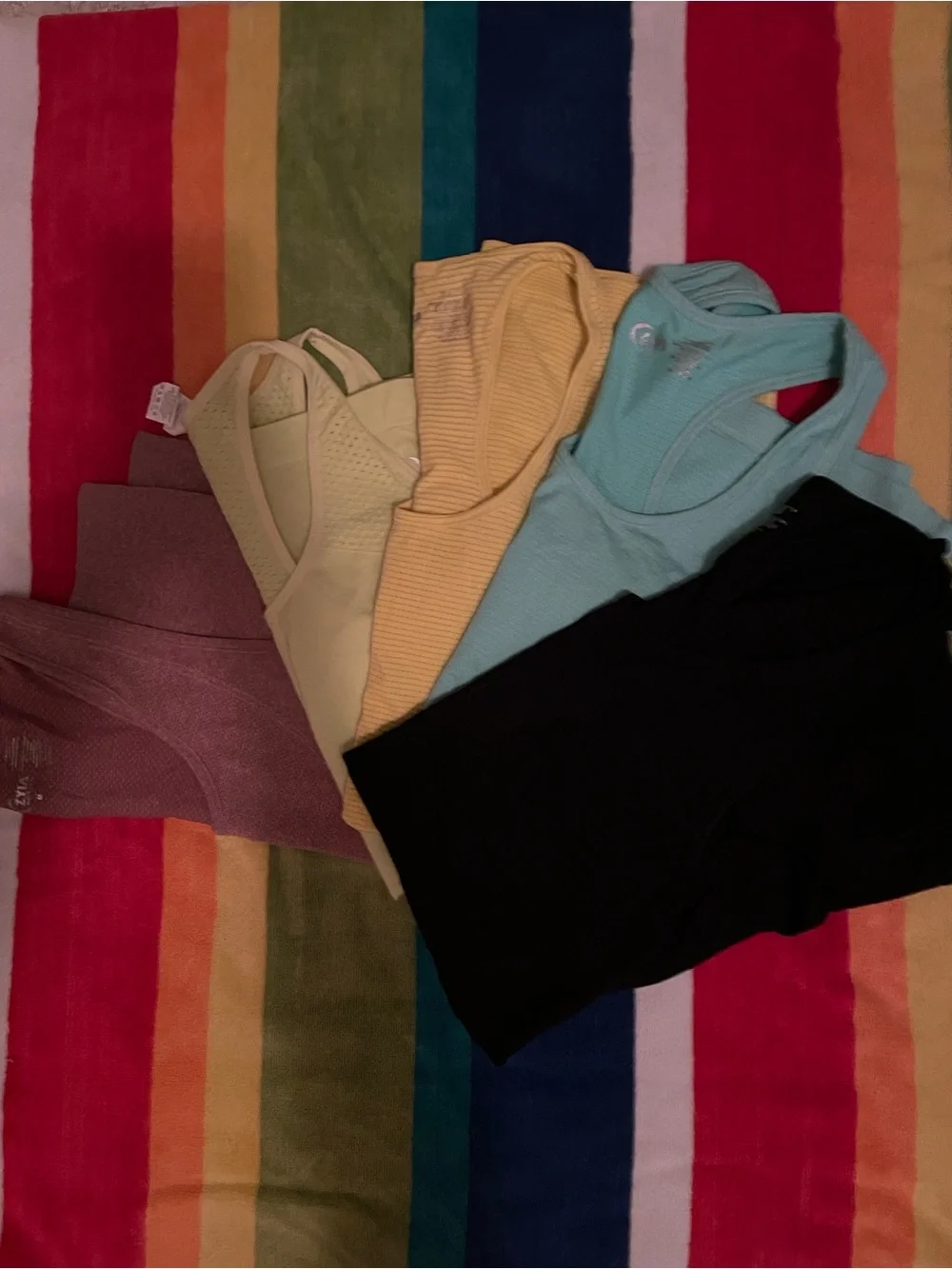 🌈5 ZYIA Racerback Tank Tops-Green, Yellow, Aqua, Mauve, Black - Picture 3 of 4